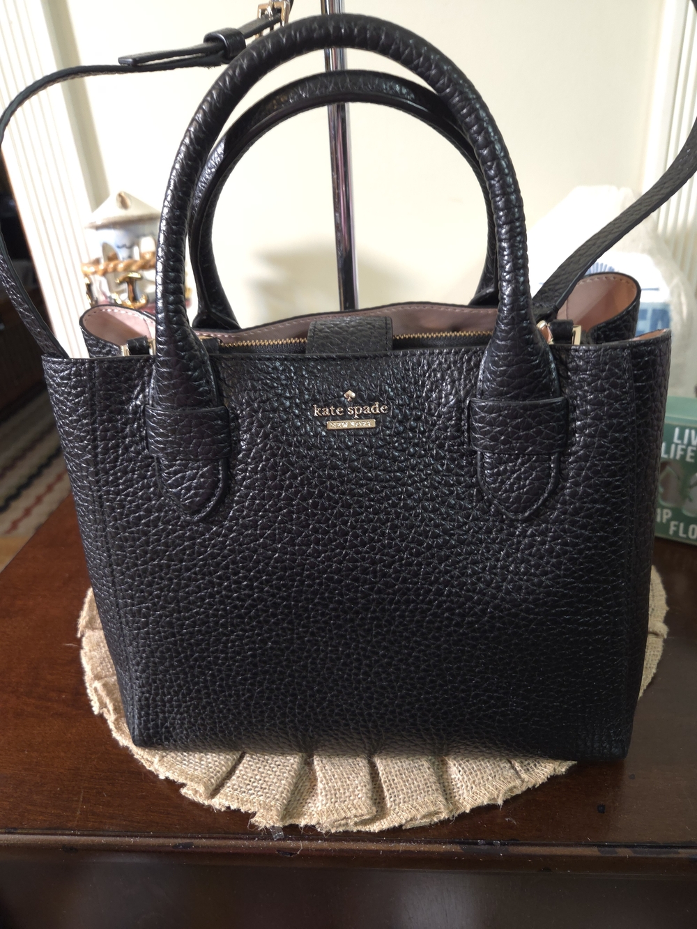 EUC Kate Spade Black Pebbled Leather Satchel Crossbody